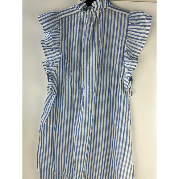 NWT Maeve Anthropologie Sleeveless Long Tunic Ruffle Button Striped Blue Small - Picture 9 of 16